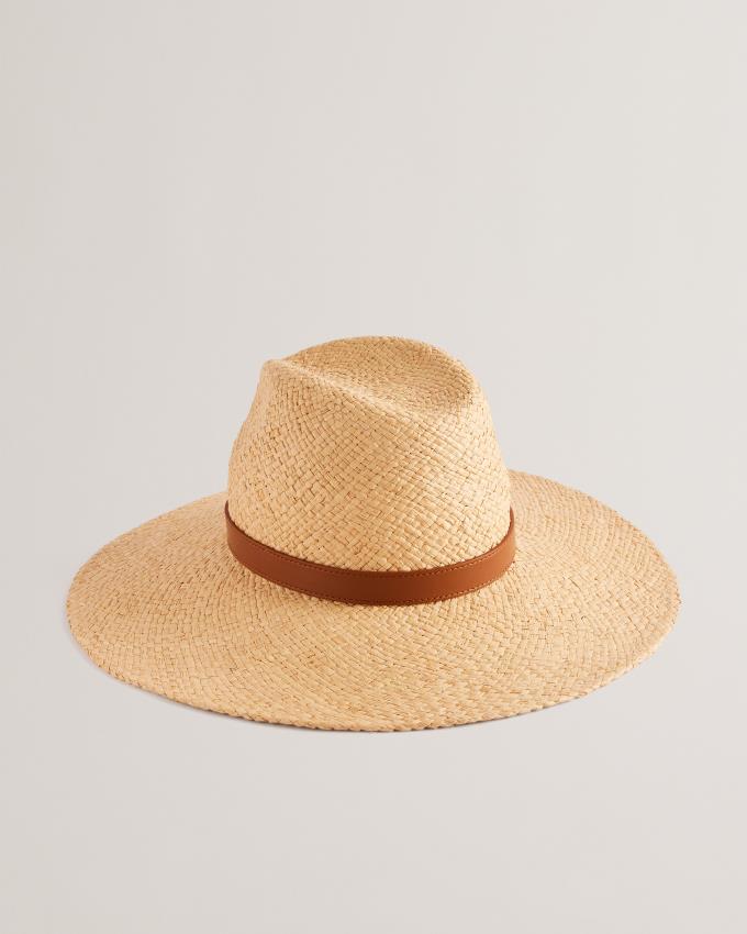 Chapeau Ted Baker Straw With Trim Beige Femme | FBJ-40898318